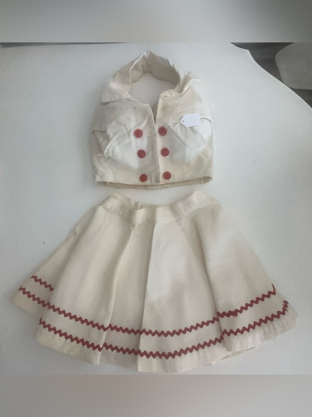 Vintage 1950s Cream Corduroy Two-Piece Halter Playsuit Set - Rockabilly Pinup